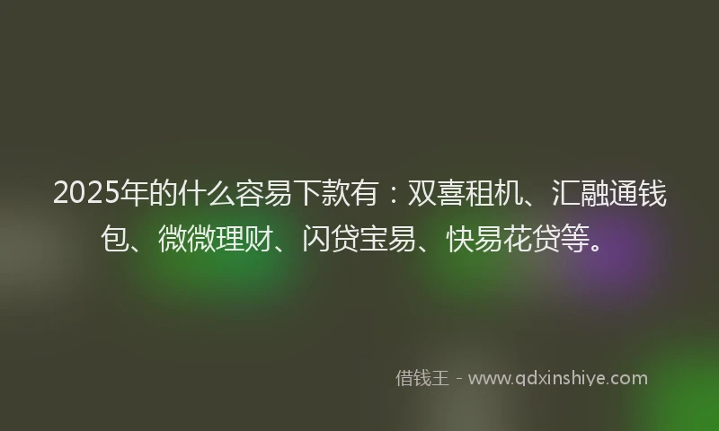 2025年的什么容易下款有：双喜租机、汇融通钱包、微微理财、闪贷宝易、快易花贷等。