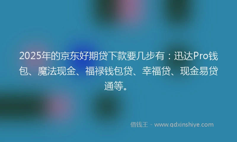 2025年的京东好期贷下款要几步有：迅达Pro钱包、魔法现金、福禄钱包贷、幸福贷、现金易贷通等。