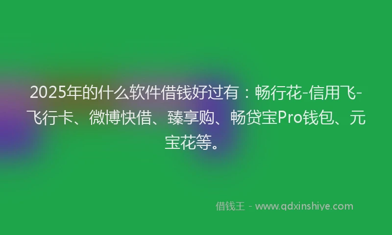2025年的什么软件借钱好过有：畅行花-信用飞-飞行卡、微博快借、臻享购、畅贷宝Pro钱包、元宝花等。
