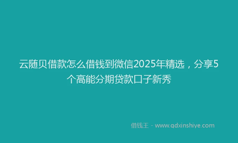 云随贝借款怎么借钱到微信2025年精选，分享5个高能分期贷款口子新秀