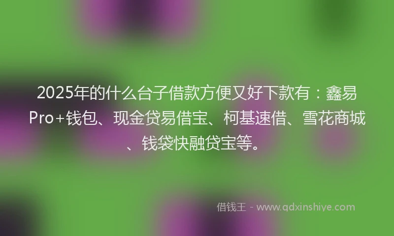 2025年的什么台子借款方便又好下款有：鑫易Pro+钱包、现金贷易借宝、柯基速借、雪花商城、钱袋快融贷宝等。