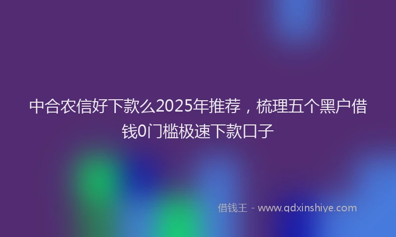 中合农信好下款么2025年推荐，梳理五个黑户借钱0门槛极速下款口子