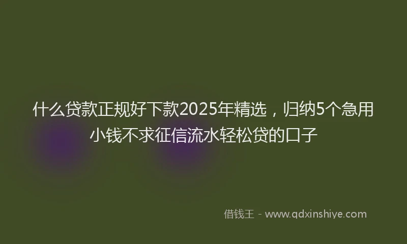 什么贷款正规好下款2025年精选，归纳5个急用小钱不求征信流水轻松贷的口子