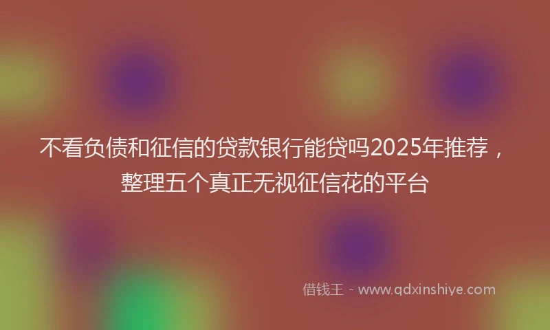 不看负债和征信的贷款银行能贷吗2025年推荐，整理五个真正无视征信花的平台