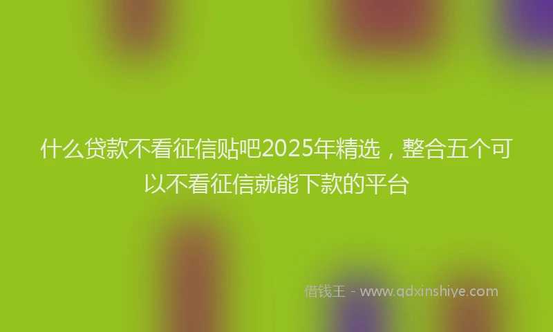 什么贷款不看征信贴吧2025年精选，整合五个可以不看征信就能下款的平台
