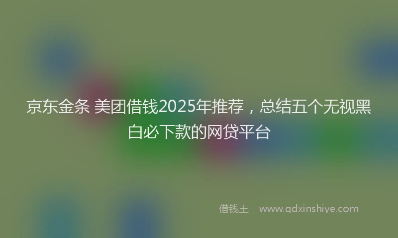 京东金条 美团借钱2025年推荐，总结五个无视黑白必下款的网贷平台
