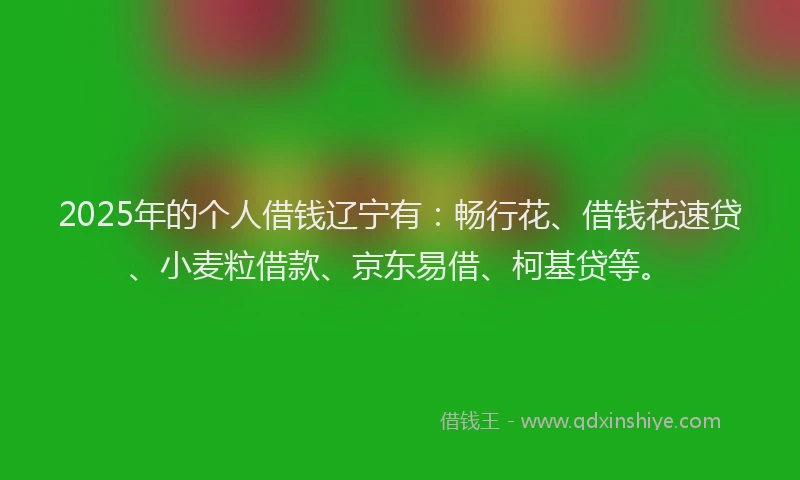 2025年的个人借钱辽宁有：畅行花、借钱花速贷、小麦粒借款、京东易借、柯基贷等。