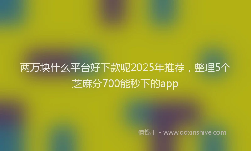 两万块什么平台好下款呢2025年推荐，整理5个芝麻分700能秒下的app