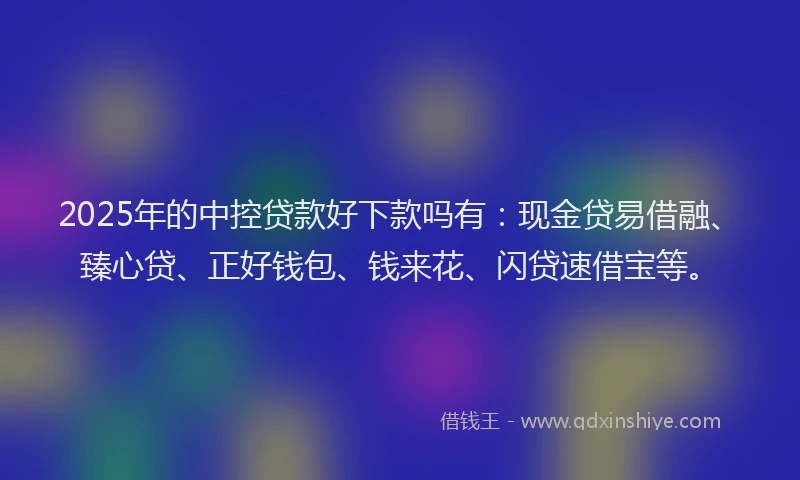 2025年的中控贷款好下款吗有：现金贷易借融、臻心贷、正好钱包、钱来花、闪贷速借宝等。
