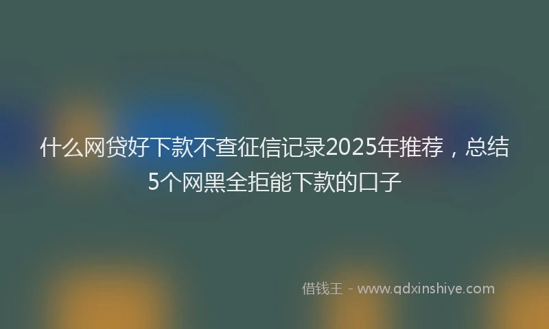 什么网贷好下款不查征信记录2025年推荐，总结5个网黑全拒能下款的口子