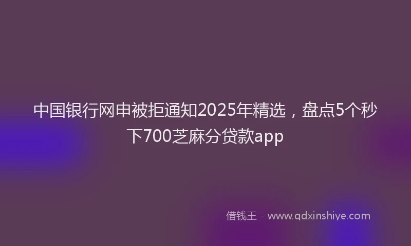 中国银行网申被拒通知2025年精选，盘点5个秒下700芝麻分贷款app
