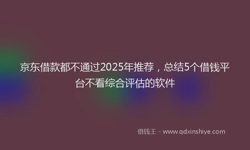 京东借款都不通过2025年推荐，总结5个借钱平台不看综合评估的软件