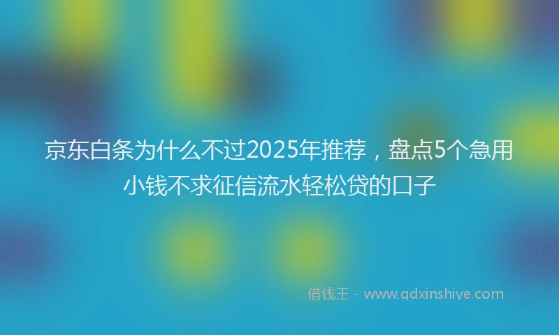 京东白条为什么不过2025年推荐，盘点5个急用小钱不求征信流水轻松贷的口子