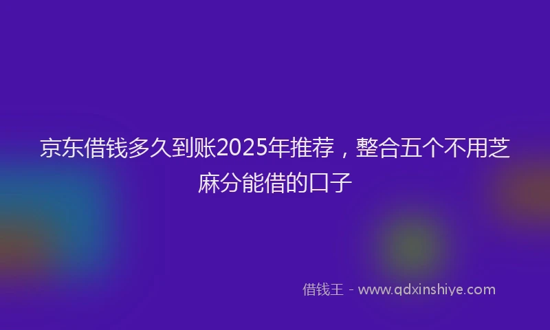 京东借钱多久到账2025年推荐，整合五个不用芝麻分能借的口子