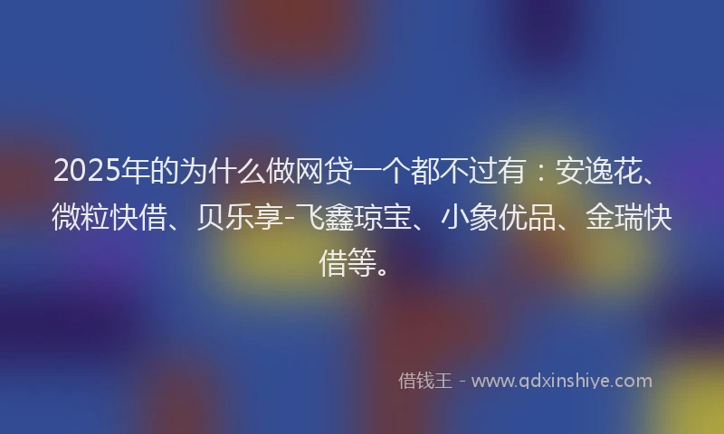 2025年的为什么做网贷一个都不过有：安逸花、微粒快借、贝乐享-飞鑫琼宝、小象优品、金瑞快借等。