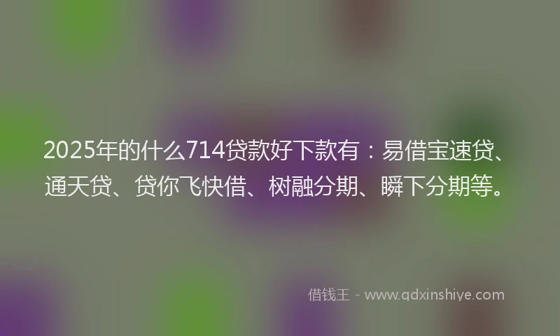 2025年的什么714贷款好下款有：易借宝速贷、通天贷、贷你飞快借、树融分期、瞬下分期等。