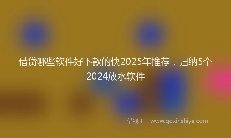借贷哪些软件好下款的快2025年推荐，归纳5个2024放水软件