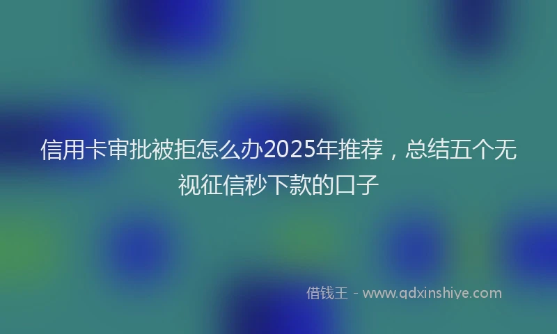 信用卡审批被拒怎么办2025年推荐，总结五个无视征信秒下款的口子
