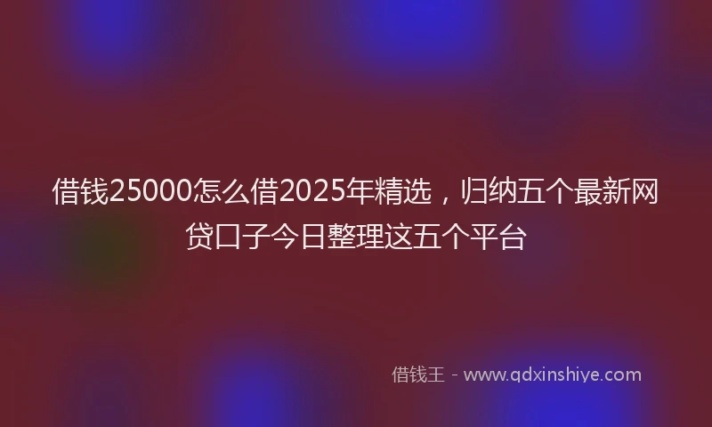 借钱25000怎么借2025年精选，归纳五个最新网贷口子今日整理这五个平台