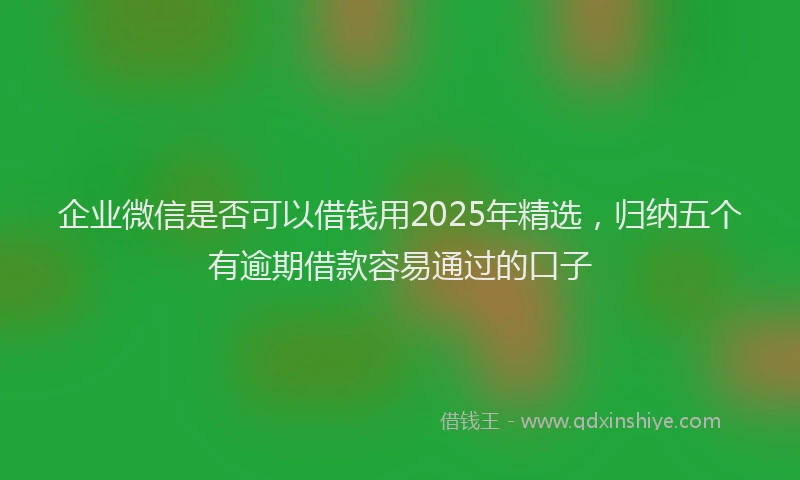 企业微信是否可以借钱用2025年精选，归纳五个有逾期借款容易通过的口子