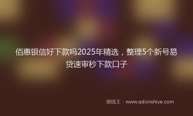 佰惠银信好下款吗2025年精选，整理5个新号易贷速审秒下款口子