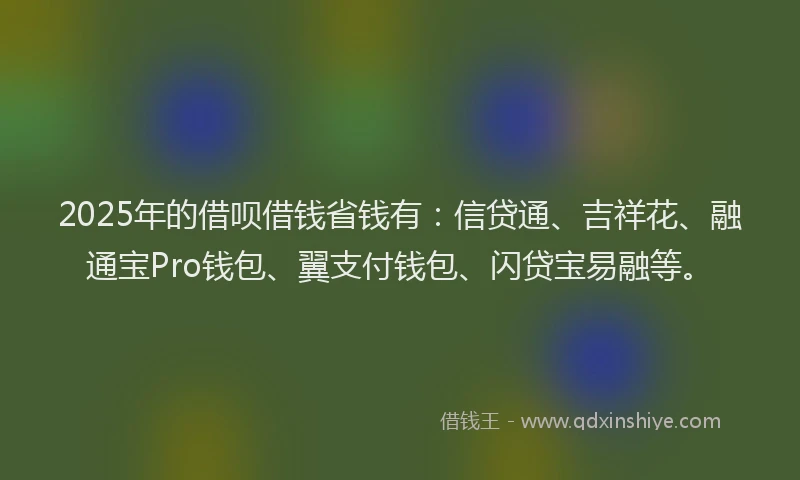 2025年的借呗借钱省钱有：信贷通、吉祥花、融通宝Pro钱包、翼支付钱包、闪贷宝易融等。