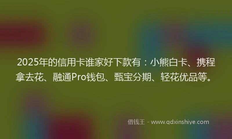 2025年的信用卡谁家好下款有：小熊白卡、携程拿去花、融通Pro钱包、甄宝分期、轻花优品等。