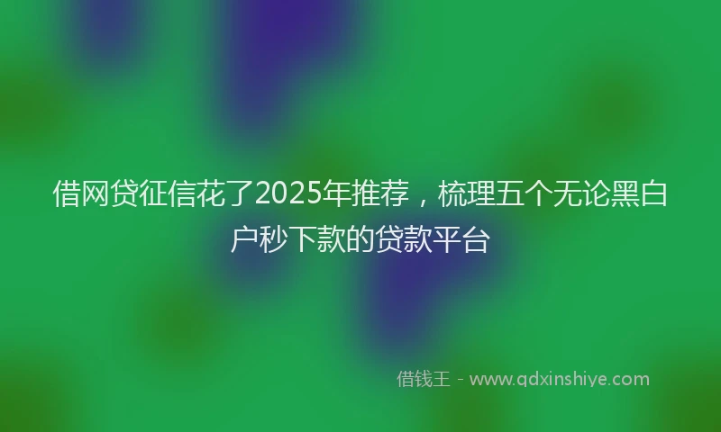 借网贷征信花了2025年推荐，梳理五个无论黑白户秒下款的贷款平台