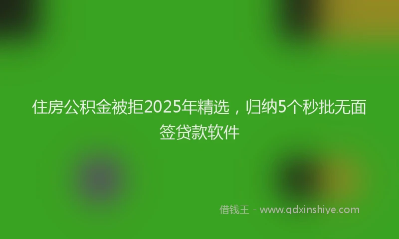 住房公积金被拒2025年精选，归纳5个秒批无面签贷款软件