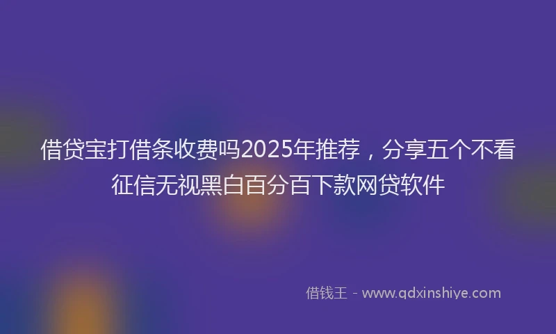 借贷宝打借条收费吗2025年推荐，分享五个不看征信无视黑白百分百下款网贷软件
