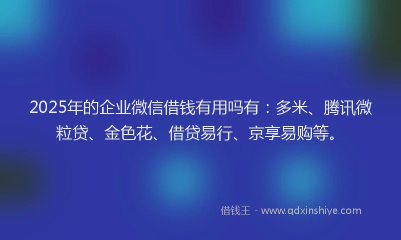2025年的企业微信借钱有用吗有：多米、腾讯微粒贷、金色花、借贷易行、京享易购等。