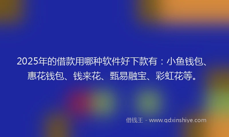 2025年的借款用哪种软件好下款有：小鱼钱包、惠花钱包、钱来花、甄易融宝、彩虹花等。