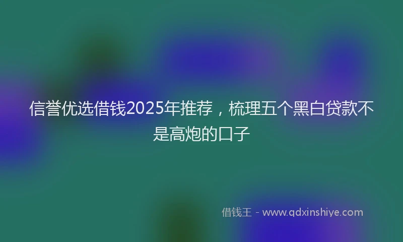 信誉优选借钱2025年推荐，梳理五个黑白贷款不是高炮的口子