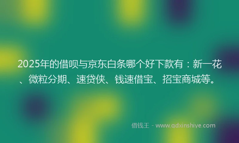 2025年的借呗与京东白条哪个好下款有：新一花、微粒分期、速贷侠、钱速借宝、招宝商城等。