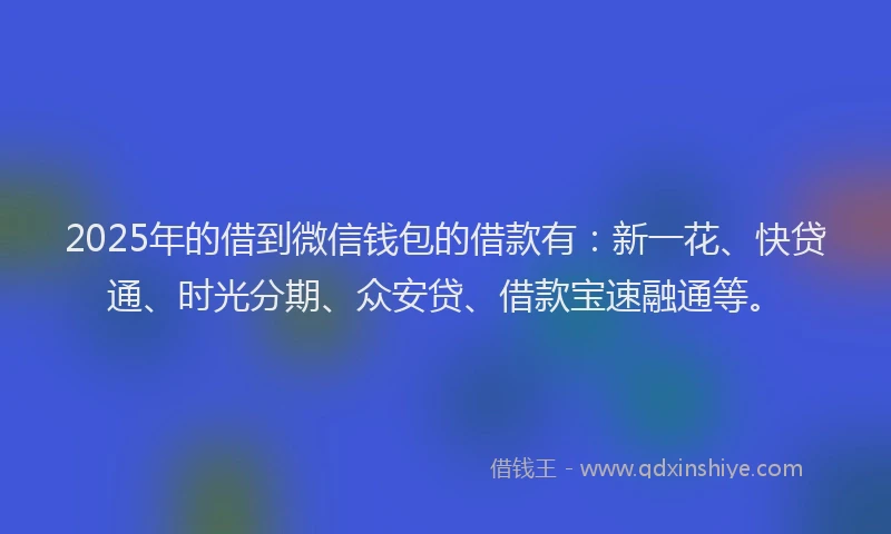 2025年的借到微信钱包的借款有：新一花、快贷通、时光分期、众安贷、借款宝速融通等。