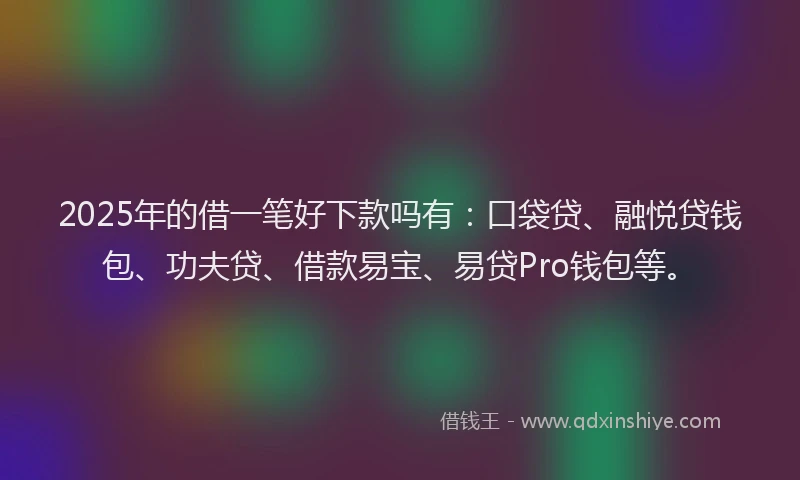 2025年的借一笔好下款吗有：口袋贷、融悦贷钱包、功夫贷、借款易宝、易贷Pro钱包等。