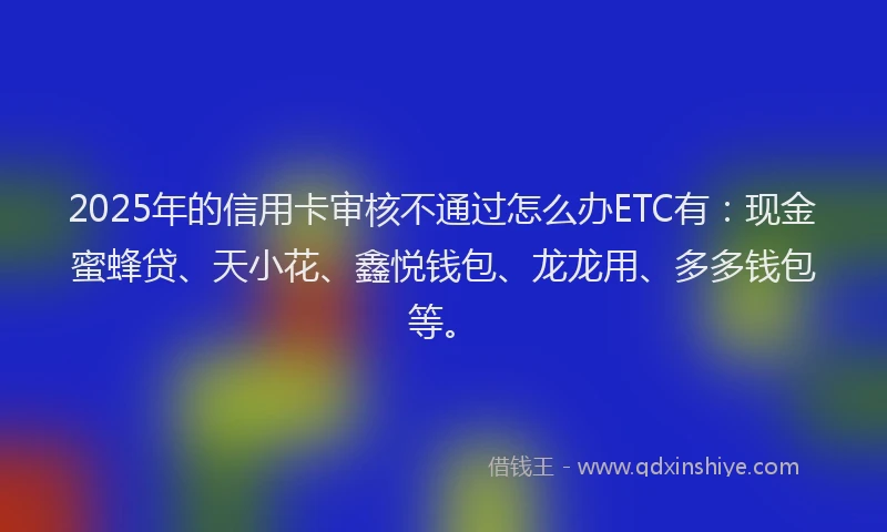 2025年的信用卡审核不通过怎么办ETC有：现金蜜蜂贷、天小花、鑫悦钱包、龙龙用、多多钱包等。