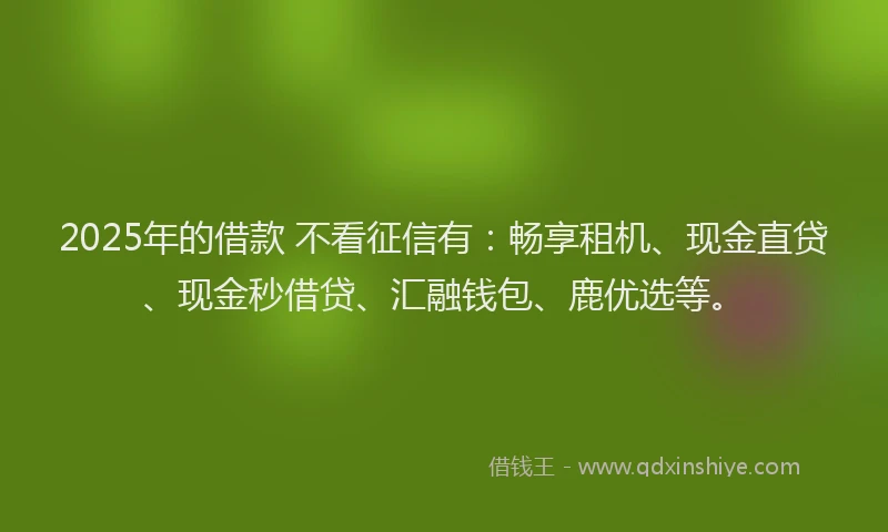 2025年的借款 不看征信有：畅享租机、现金直贷、现金秒借贷、汇融钱包、鹿优选等。
