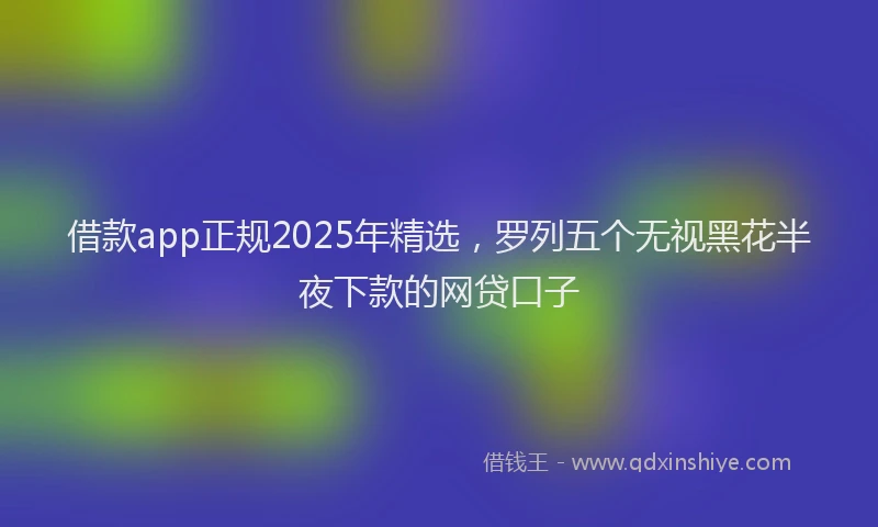 借款app正规2025年精选，罗列五个无视黑花半夜下款的网贷口子