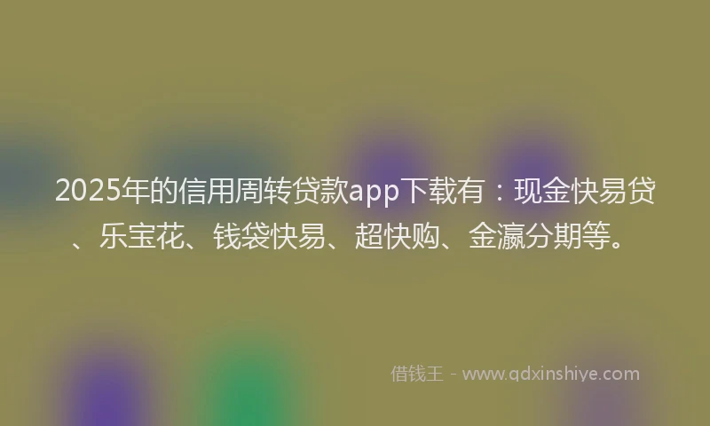 2025年的信用周转贷款app下载有：现金快易贷、乐宝花、钱袋快易、超快购、金瀛分期等。