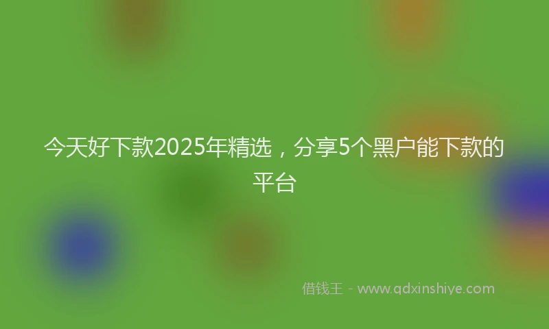 今天好下款2025年精选，分享5个黑户能下款的平台