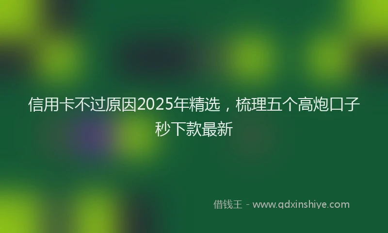 信用卡不过原因2025年精选，梳理五个高炮口子秒下款最新