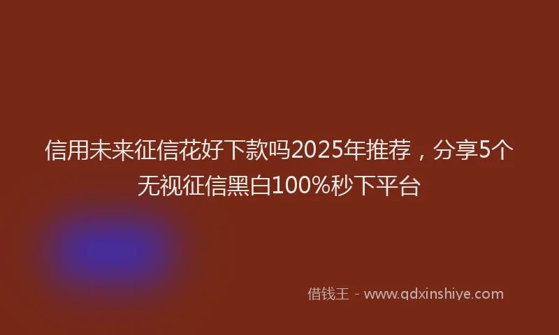 信用未来征信花好下款吗2025年推荐，分享5个无视征信黑白100%秒下平台