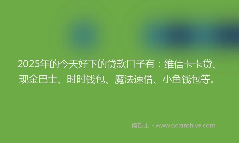 2025年的今天好下的贷款口子有：维信卡卡贷、现金巴士、时时钱包、魔法速借、小鱼钱包等。