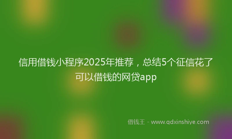 信用借钱小程序2025年推荐，总结5个征信花了可以借钱的网贷app