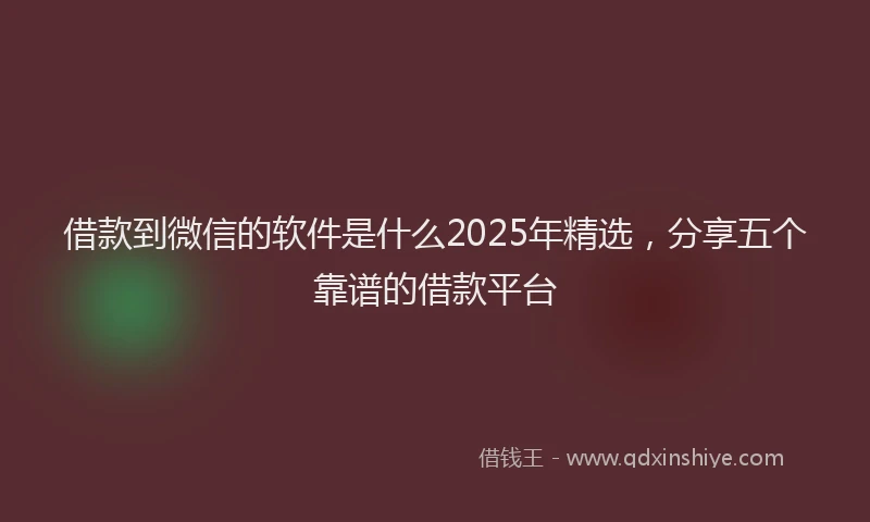 借款到微信的软件是什么2025年精选，分享五个靠谱的借款平台