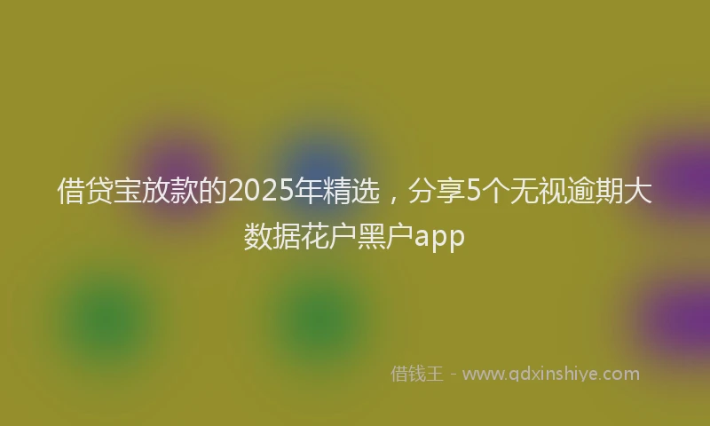 借贷宝放款的2025年精选，分享5个无视逾期大数据花户黑户app