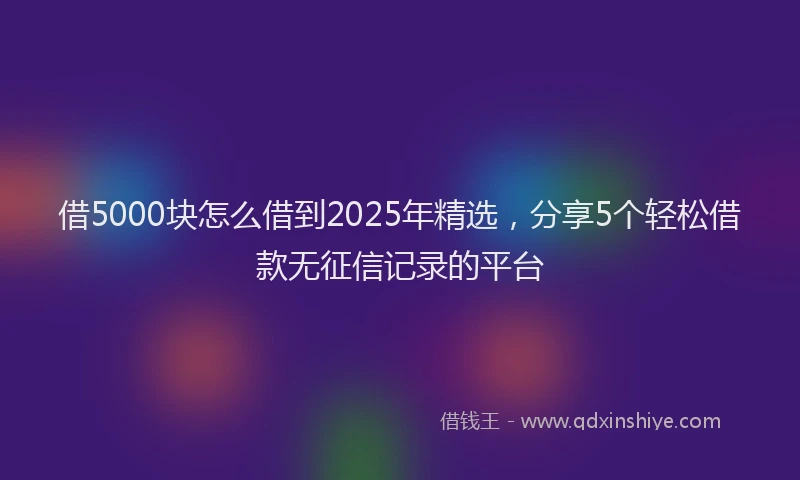 借5000块怎么借到2025年精选，分享5个轻松借款无征信记录的平台