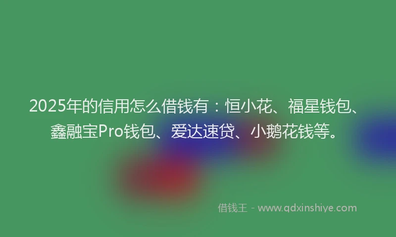 2025年的信用怎么借钱有：恒小花、福星钱包、鑫融宝Pro钱包、爱达速贷、小鹅花钱等。