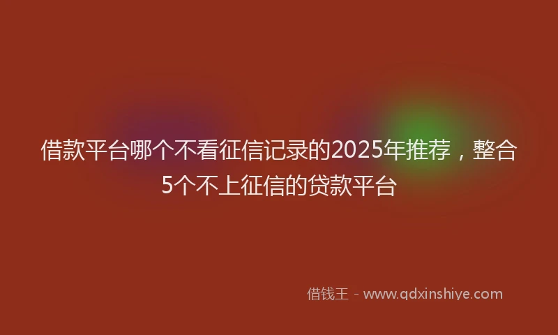借款平台哪个不看征信记录的2025年推荐，整合5个不上征信的贷款平台